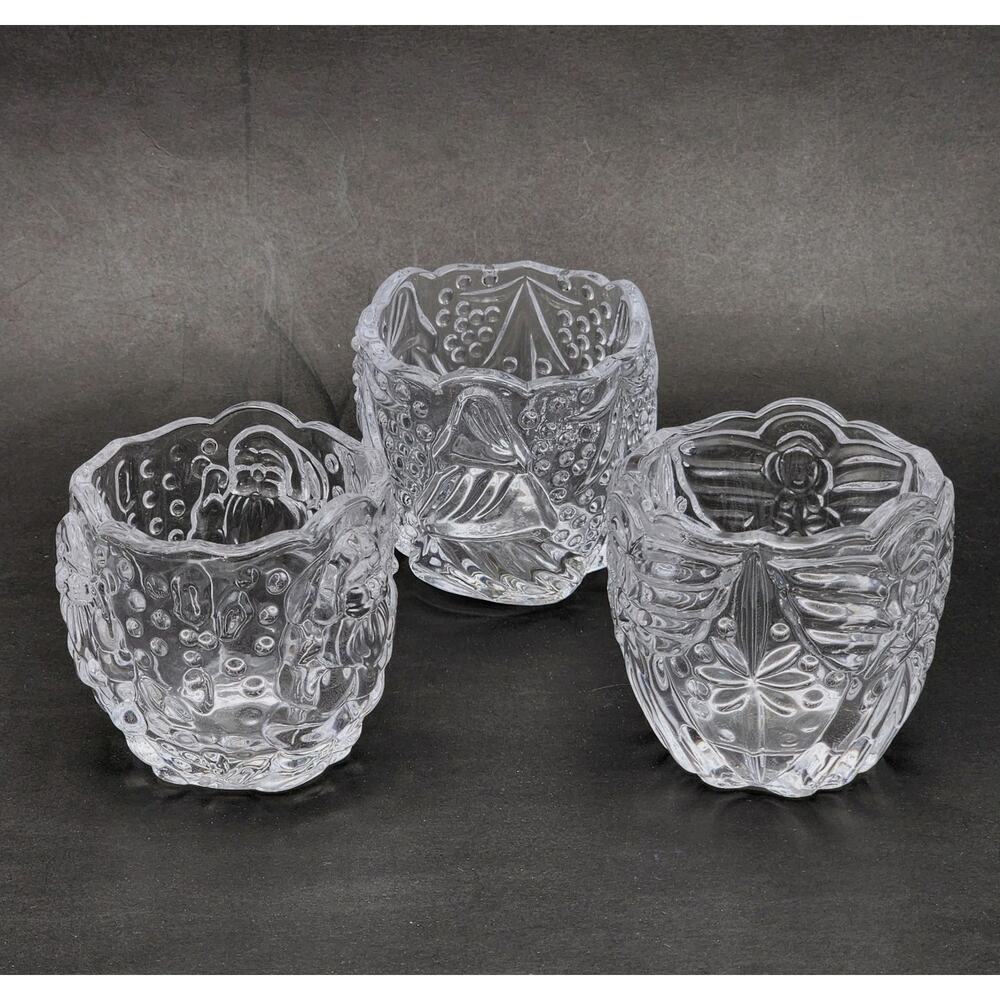 Gorham Holiday Traditions North Pole Express Set of 3 Votives Santa Tree Angel